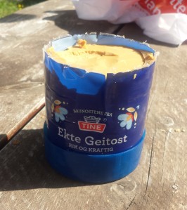 This is 'Ekte Geitost'. A Norwegian speciality, this is a goats cheese. Except with the look and taste of peanut butter, with a goats cheese aftertaste. Really bizarre. Even after multiple servings, none of us were entirely sure if we liked it or not.