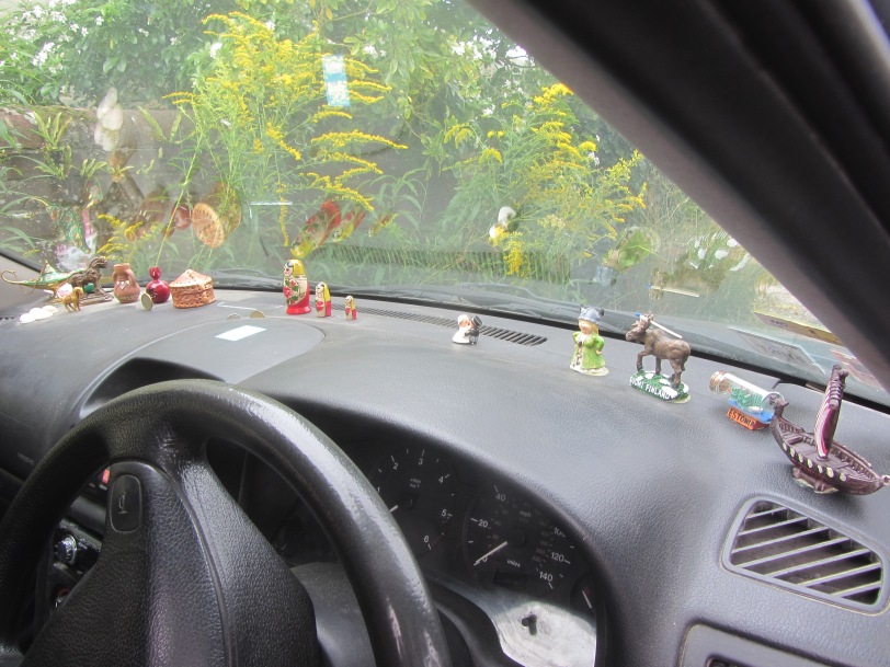 One of the many small aspects that hasn't been mentioned in the blog - we built up a 'tat dash' of awful tourist tat superglued to the dashboard - one from each country (excluding Europe). Maximum of £5, and the most touristic awfulness won.